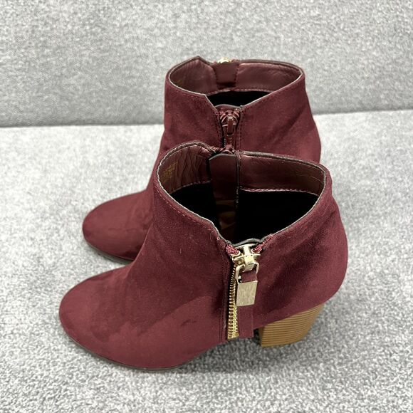 Apt 9 Boots Womens 5.5 Med Burgundy Red Wine Maroon Booties Block Heels - Picture 7 of 14